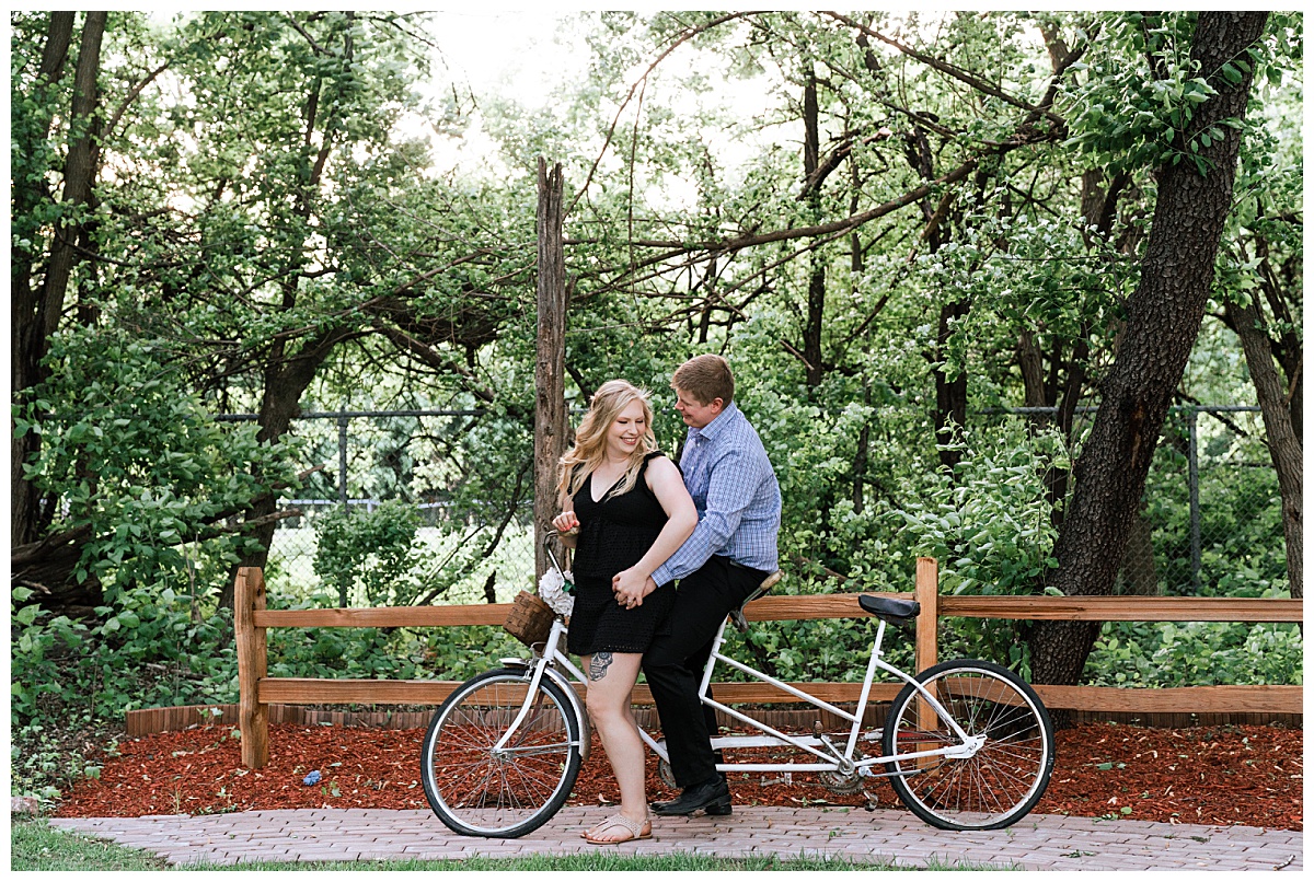 Stoney and Amanda's Engagement Photos with Vintage Bike in Wisconsin